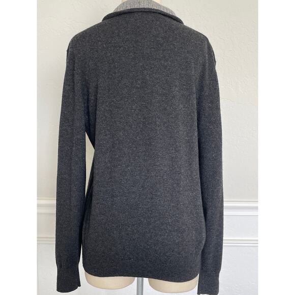 Neiman Marcus Nano Cashmere Gray 1/4 Zipper Sweater Medium - Picture 5 of 6
